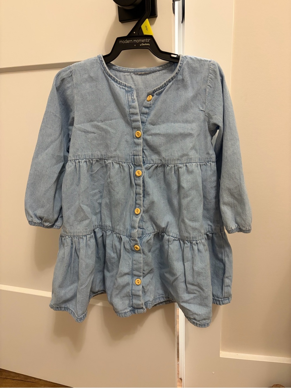 H&M Light Blue Tiered Button Dress with Buttons